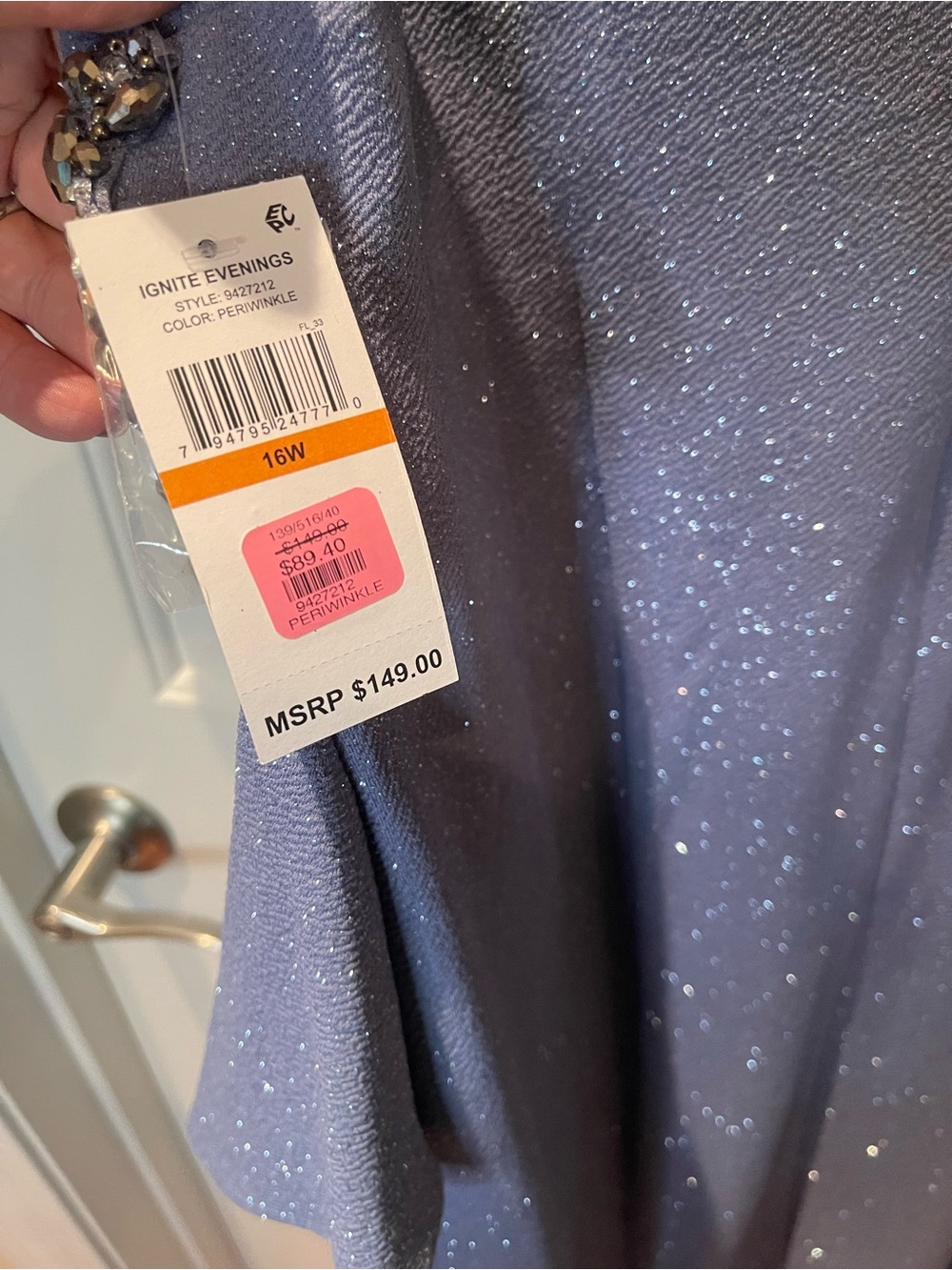 Plus-Size Glitter Wrap Maxi Dress in periwinkle Blue - Picture 7 of 16